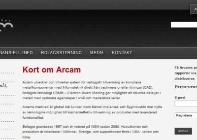 Arcam IR-hemsida